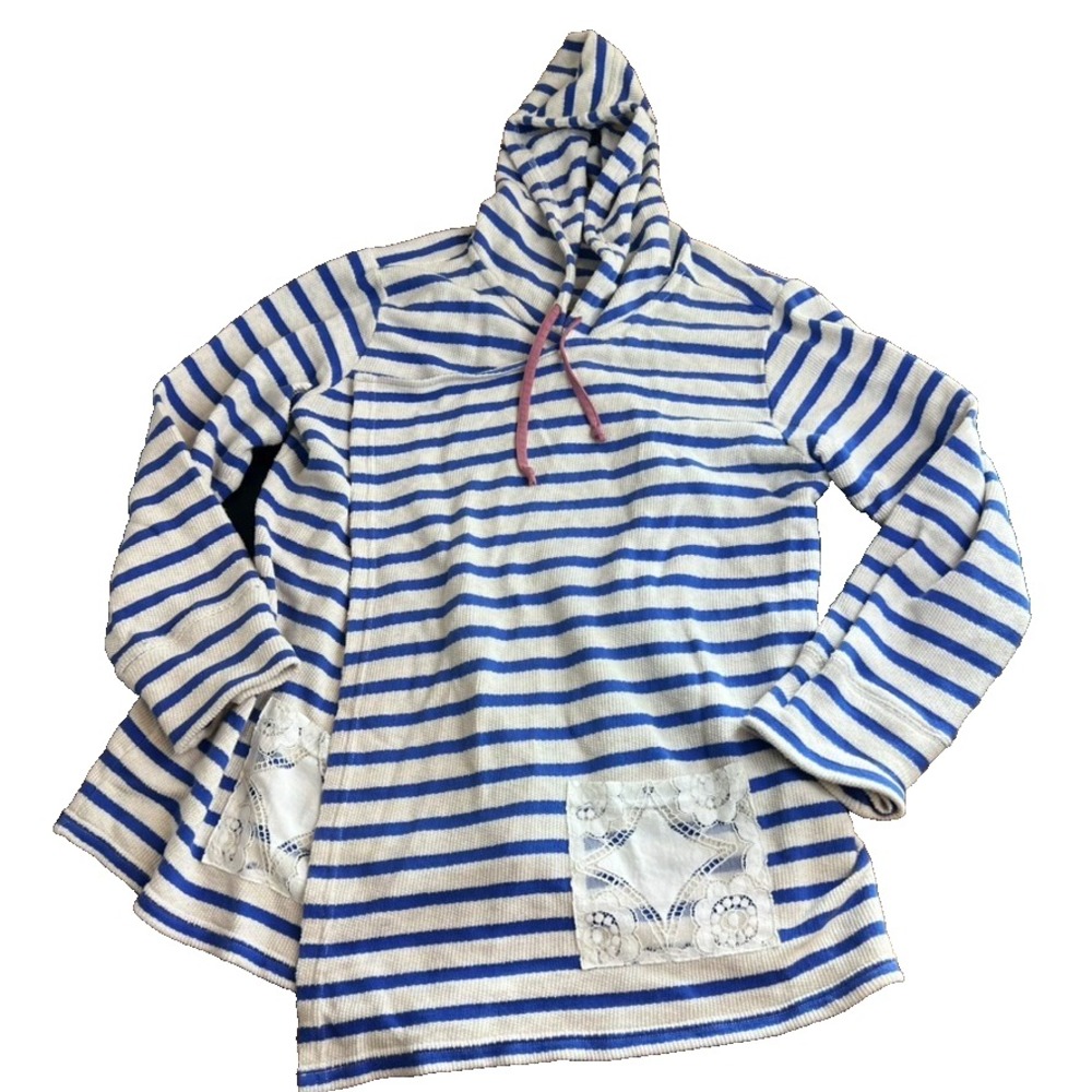 MATILDA JANE Womens L Midway Hooded Wrap Cardigan Sweater Coastal Core Beachy